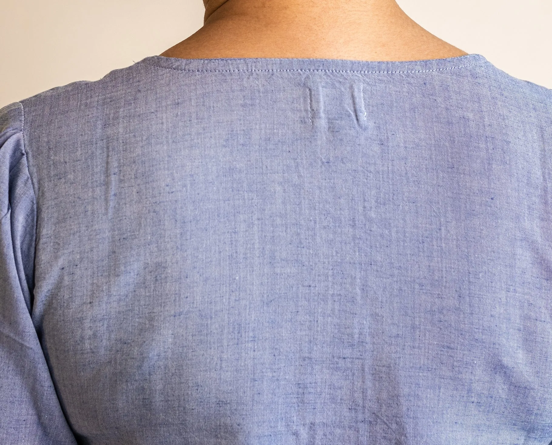"Iris" Blue Shirt top in Linen Lyocell