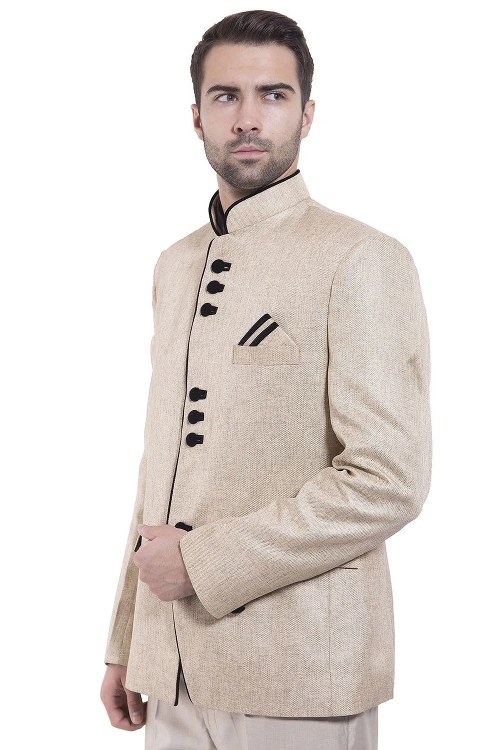 Rayon Beige Bandhgala