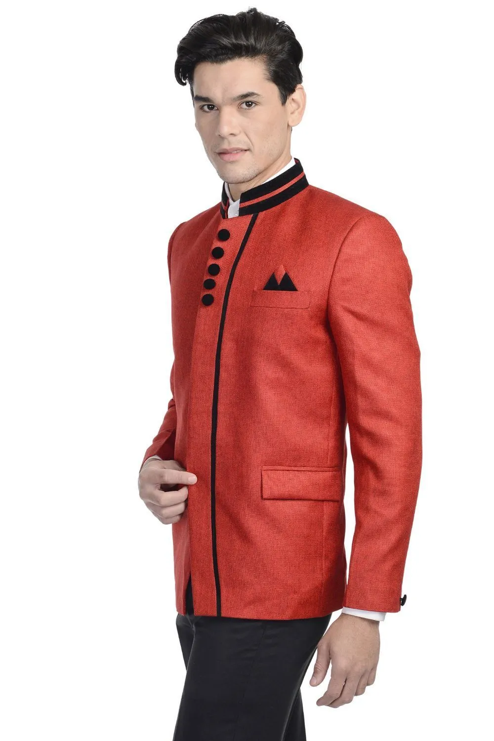 Rayon Red Bandhgala