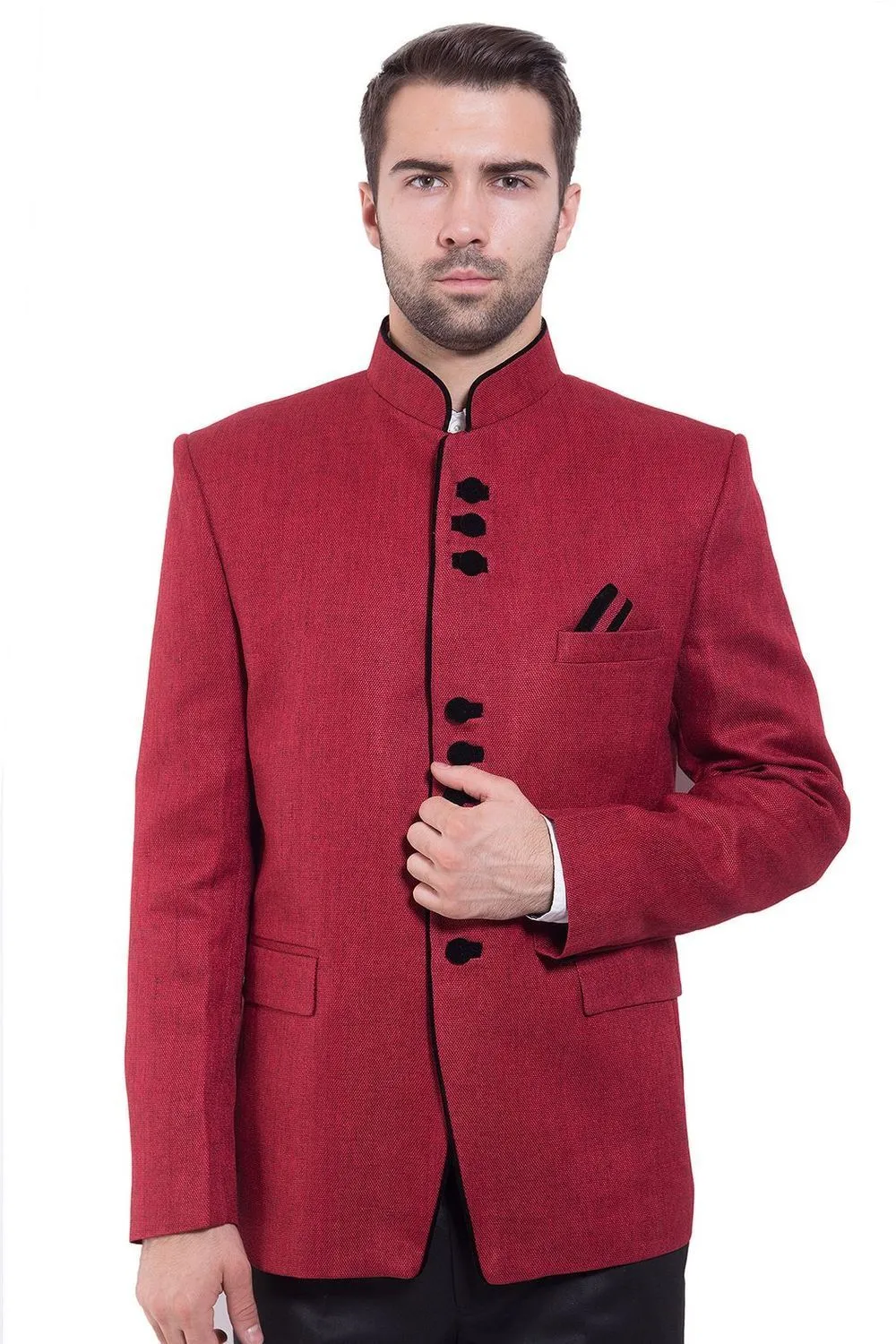 Rayon Red Bandhgala
