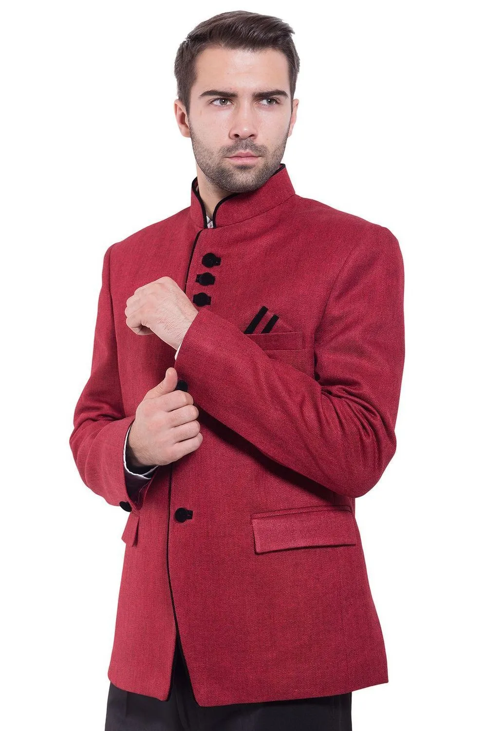 Rayon Red Bandhgala