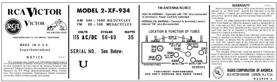 RCA-2XF934