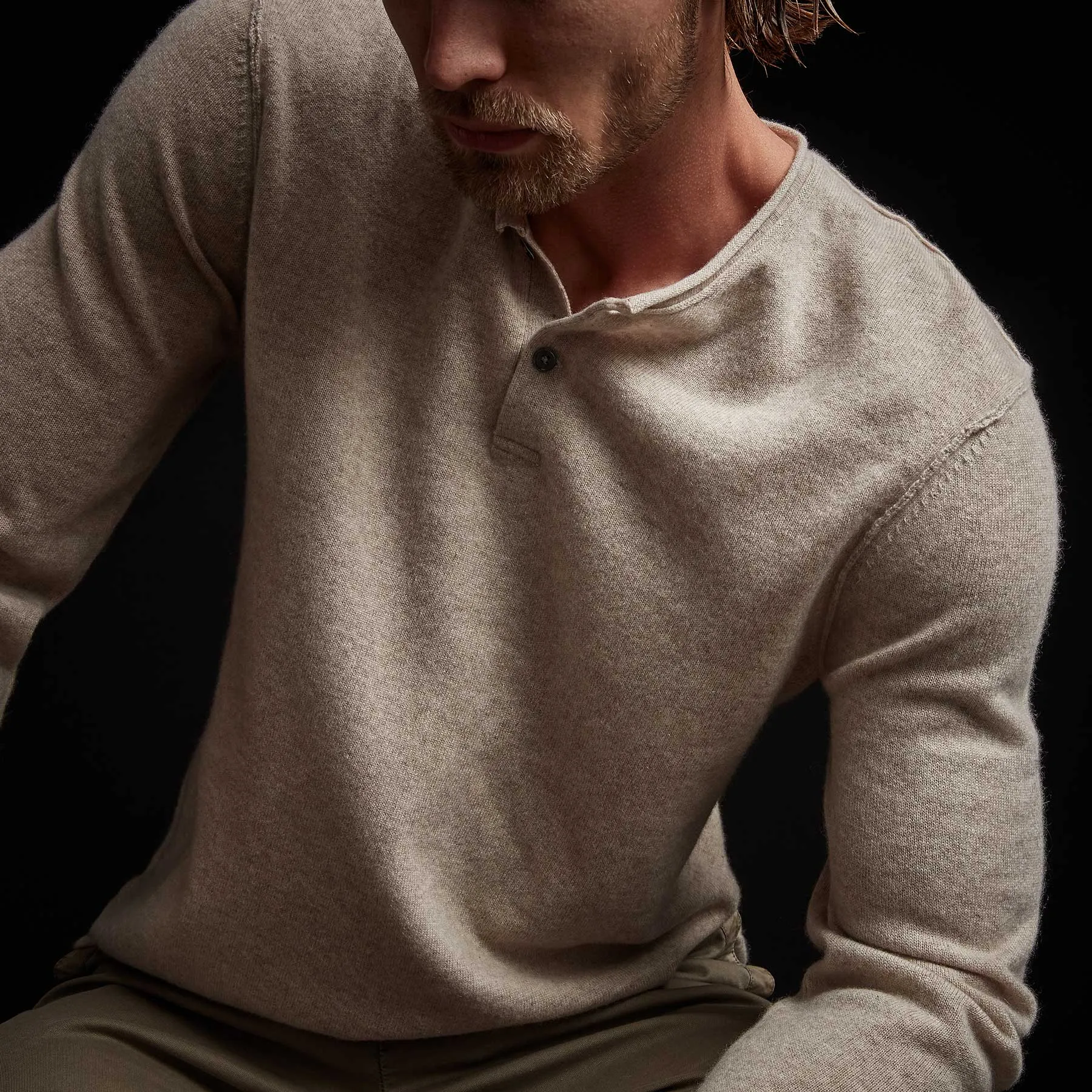 Recycled Cashmere Henley - Stone
