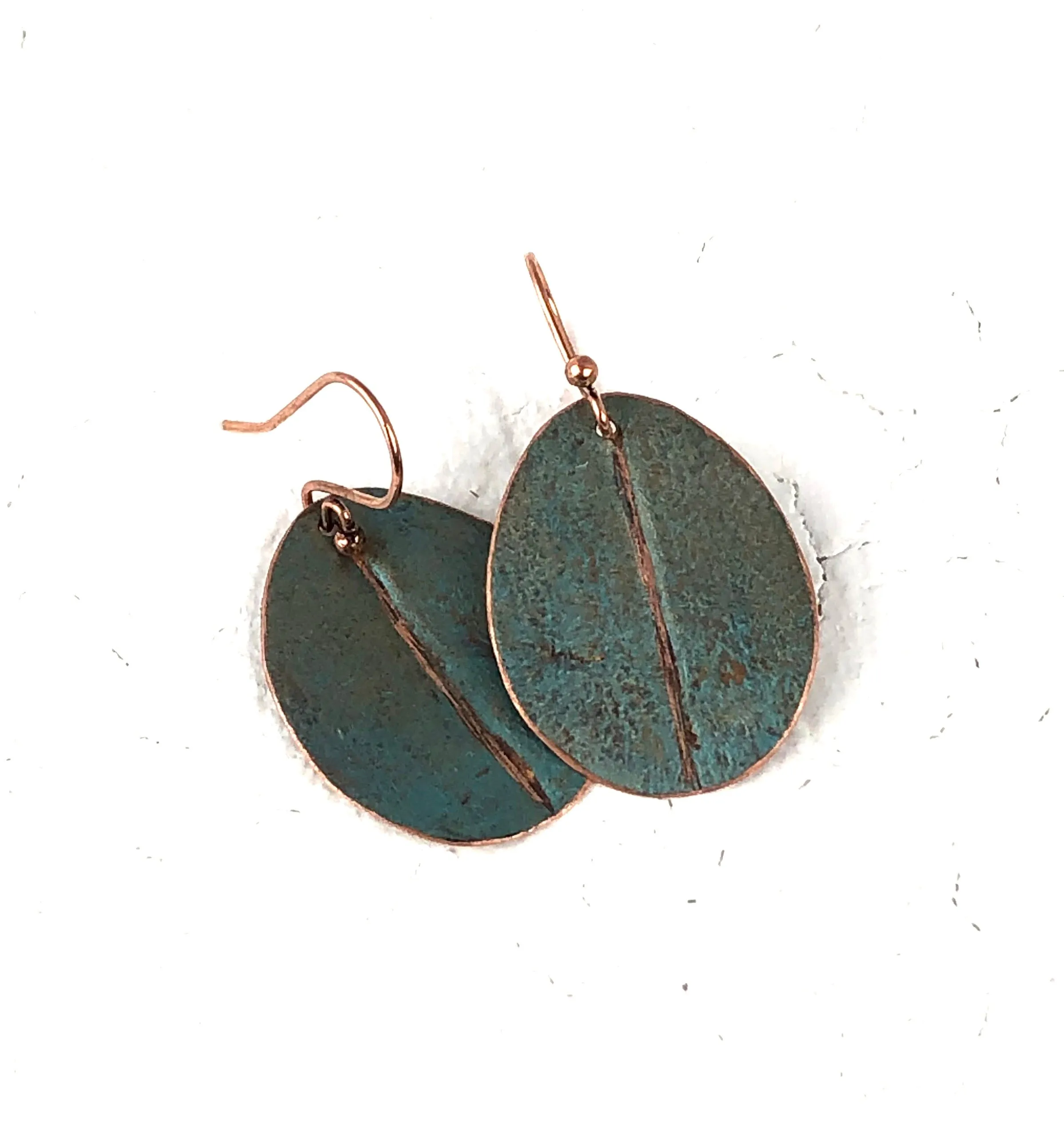 Recycled Copper Blue/Aqua Organic Boho Fashion Earrings