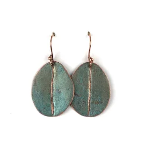 Recycled Copper Blue/Aqua Organic Boho Fashion Earrings