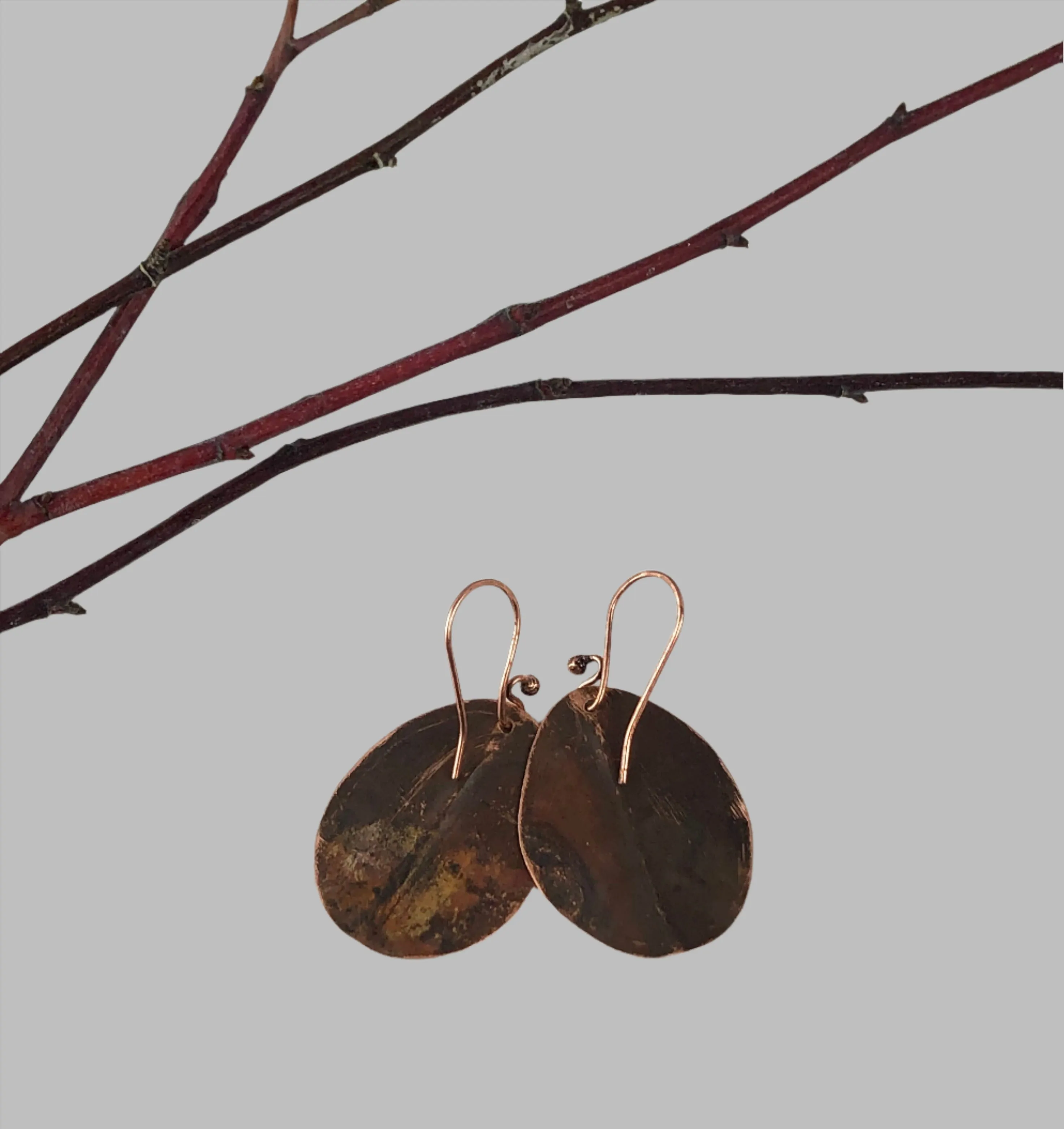 Recycled Copper Blue/Aqua Organic Boho Fashion Earrings