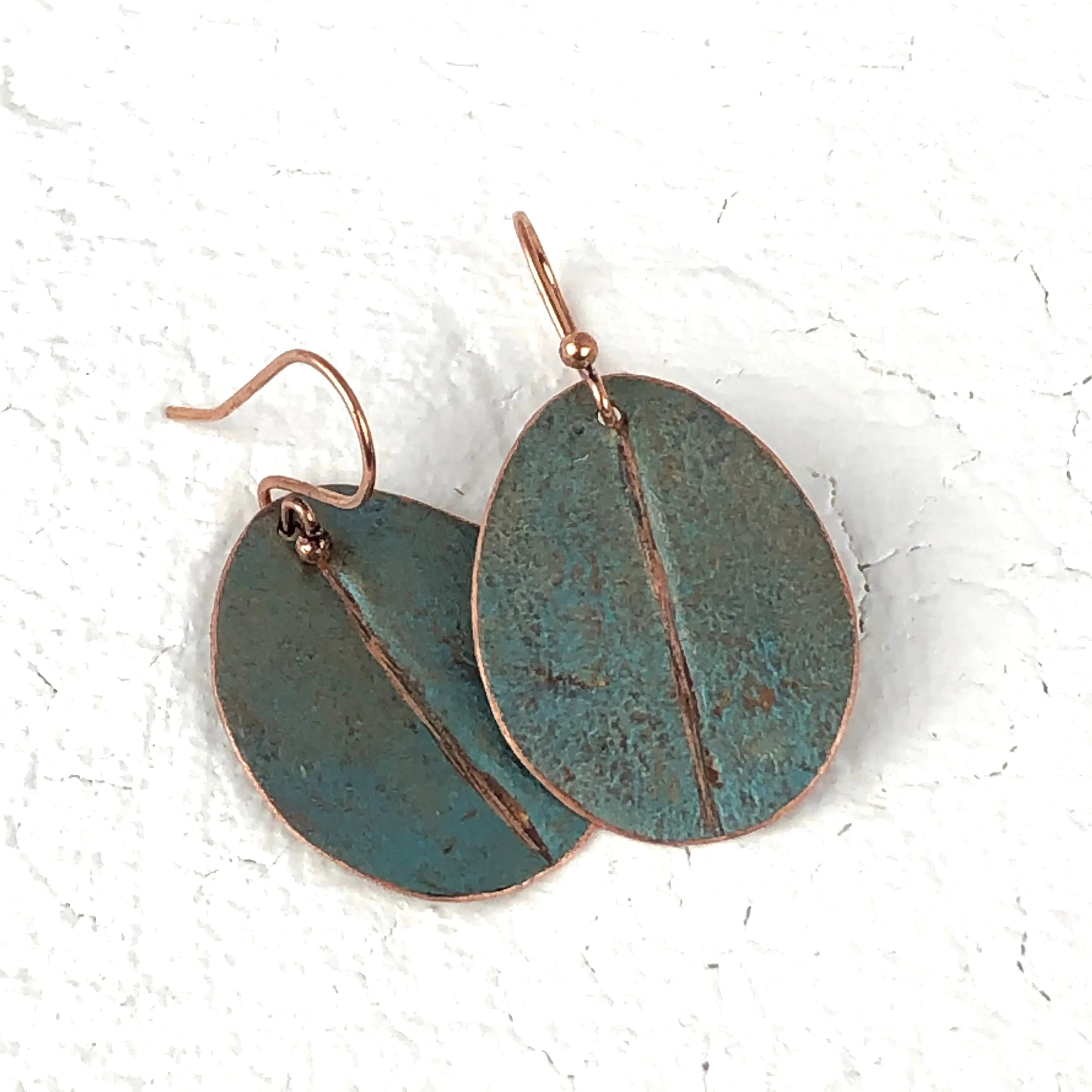 Recycled Copper Blue/Aqua Organic Boho Fashion Earrings