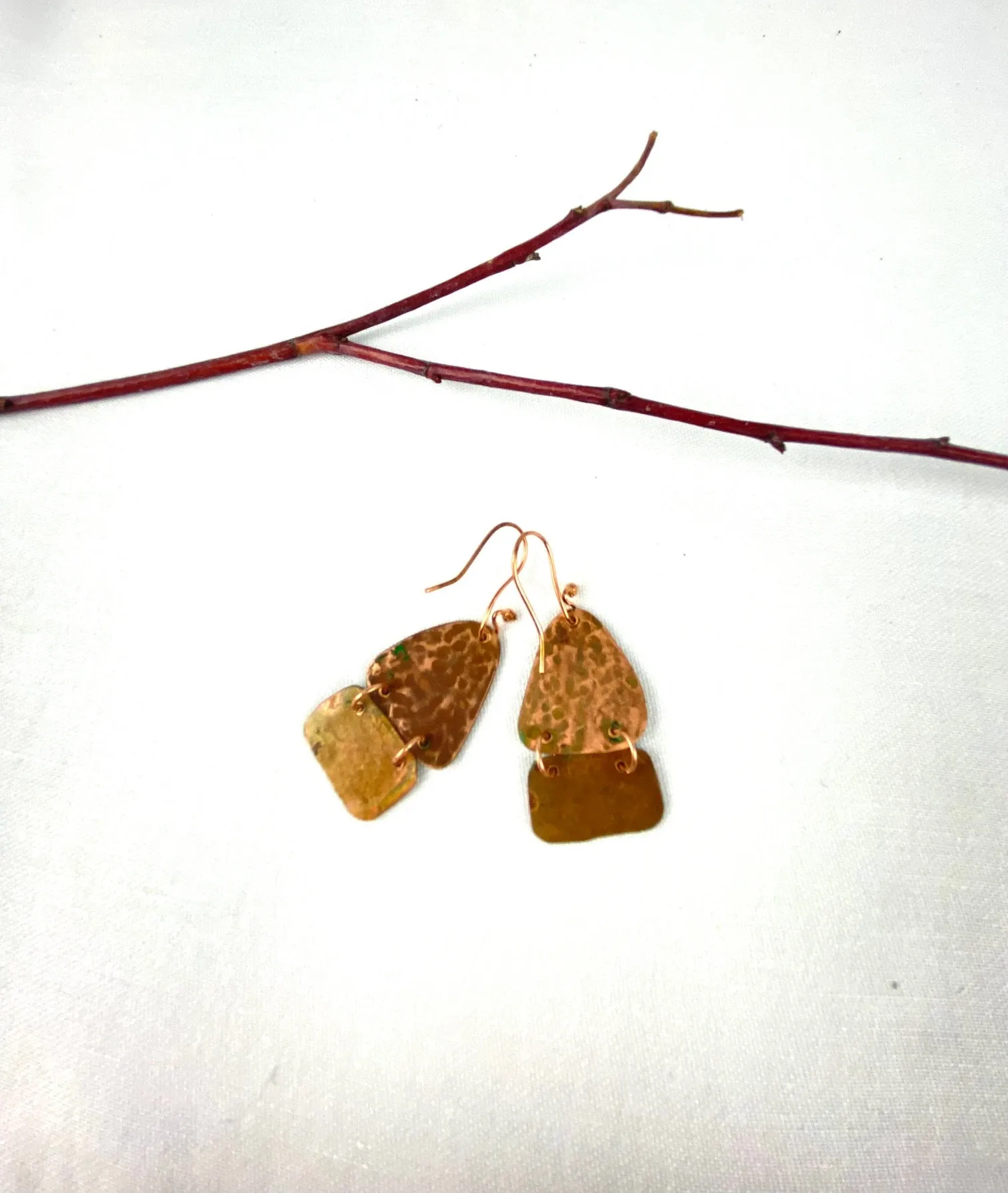 Recycled copper earrings