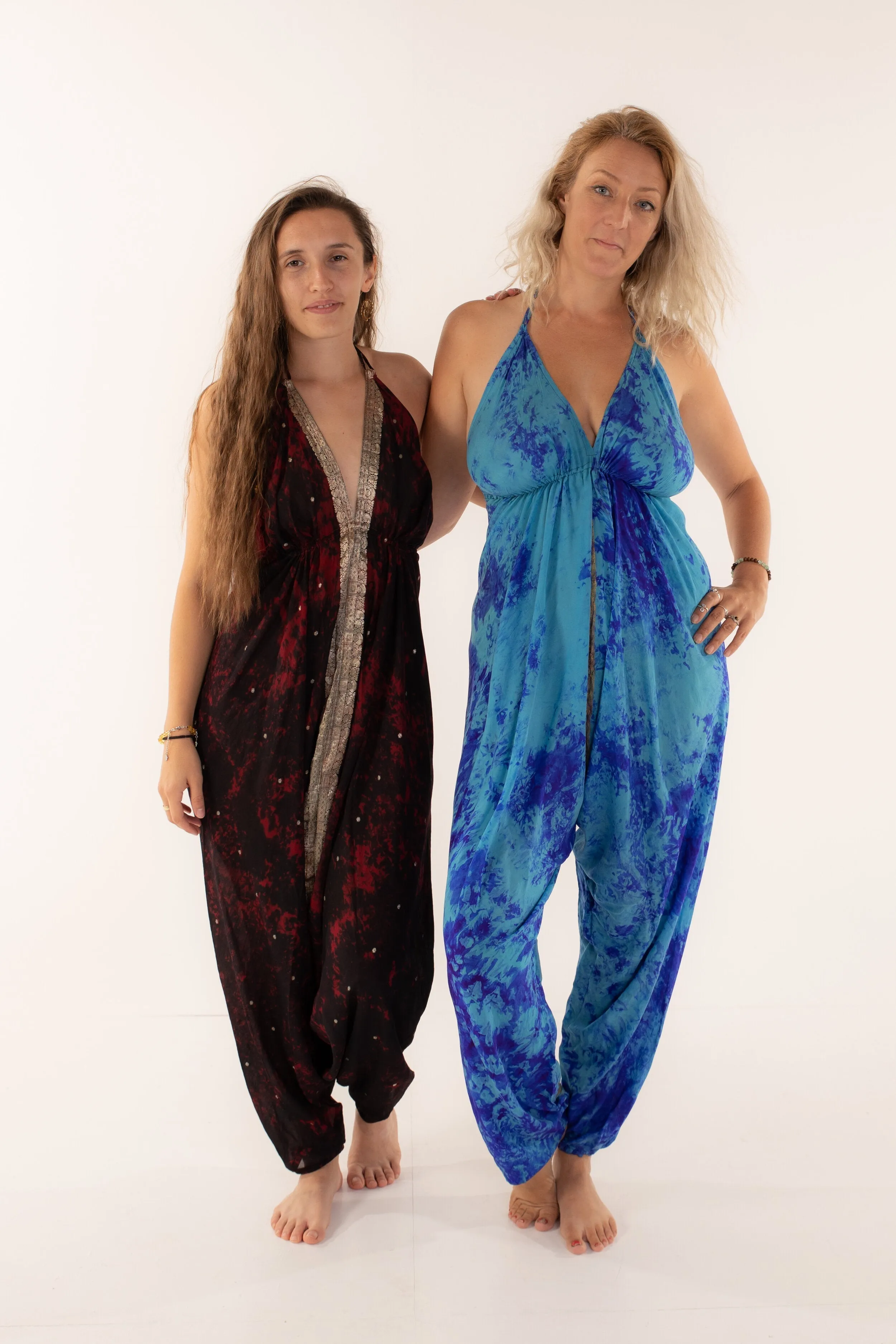 Recycled Silk Jumpsuit: Blues