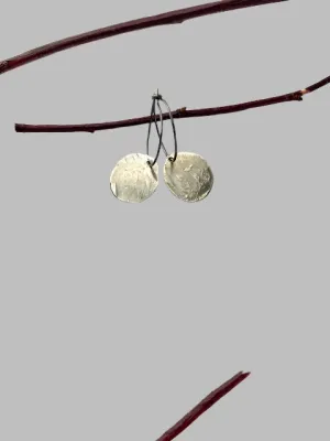 Recycled Silver Disks on silver hoop earrings
