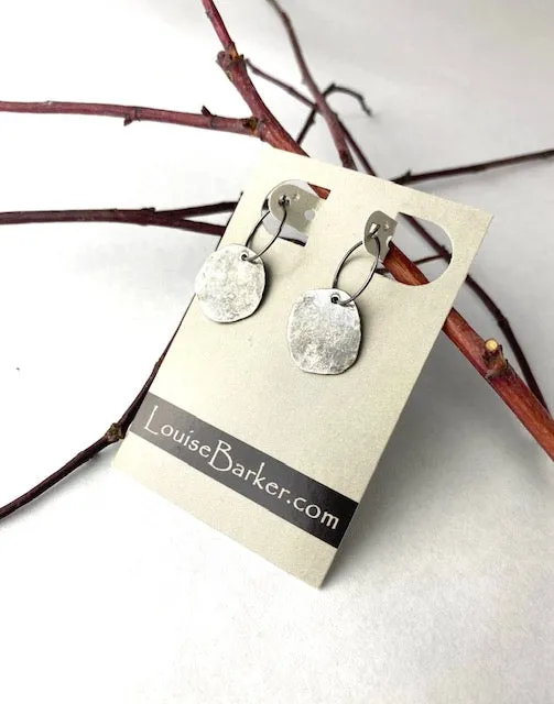 Recycled Silver Disks on silver hoop earrings