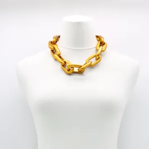 Recycled Wooden chain Necklace in Yellow Gold 50cm