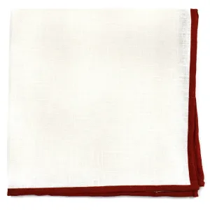 Red Border Linen Pocket Square