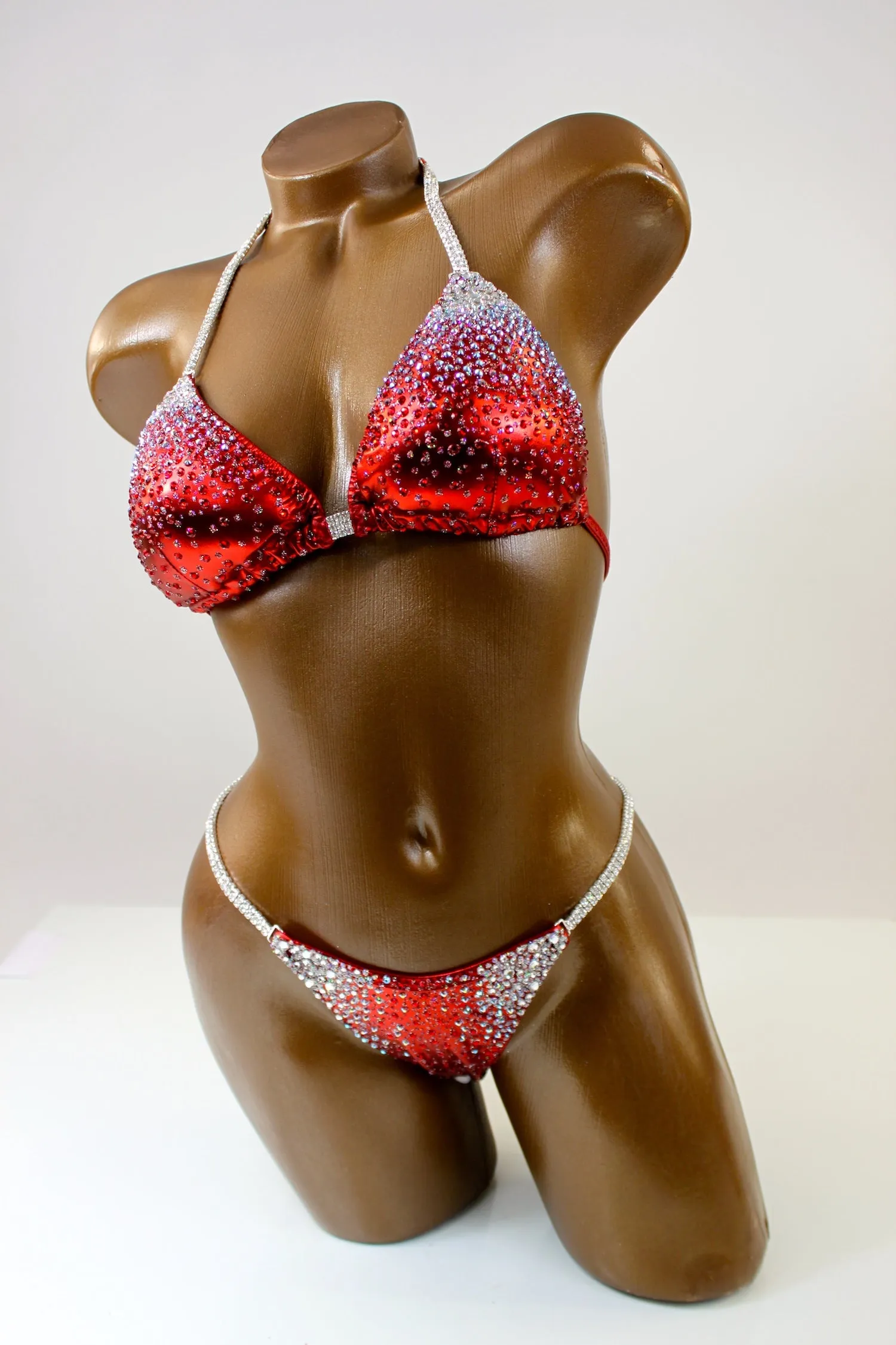 Red Metallic Ombre Bikini Suit