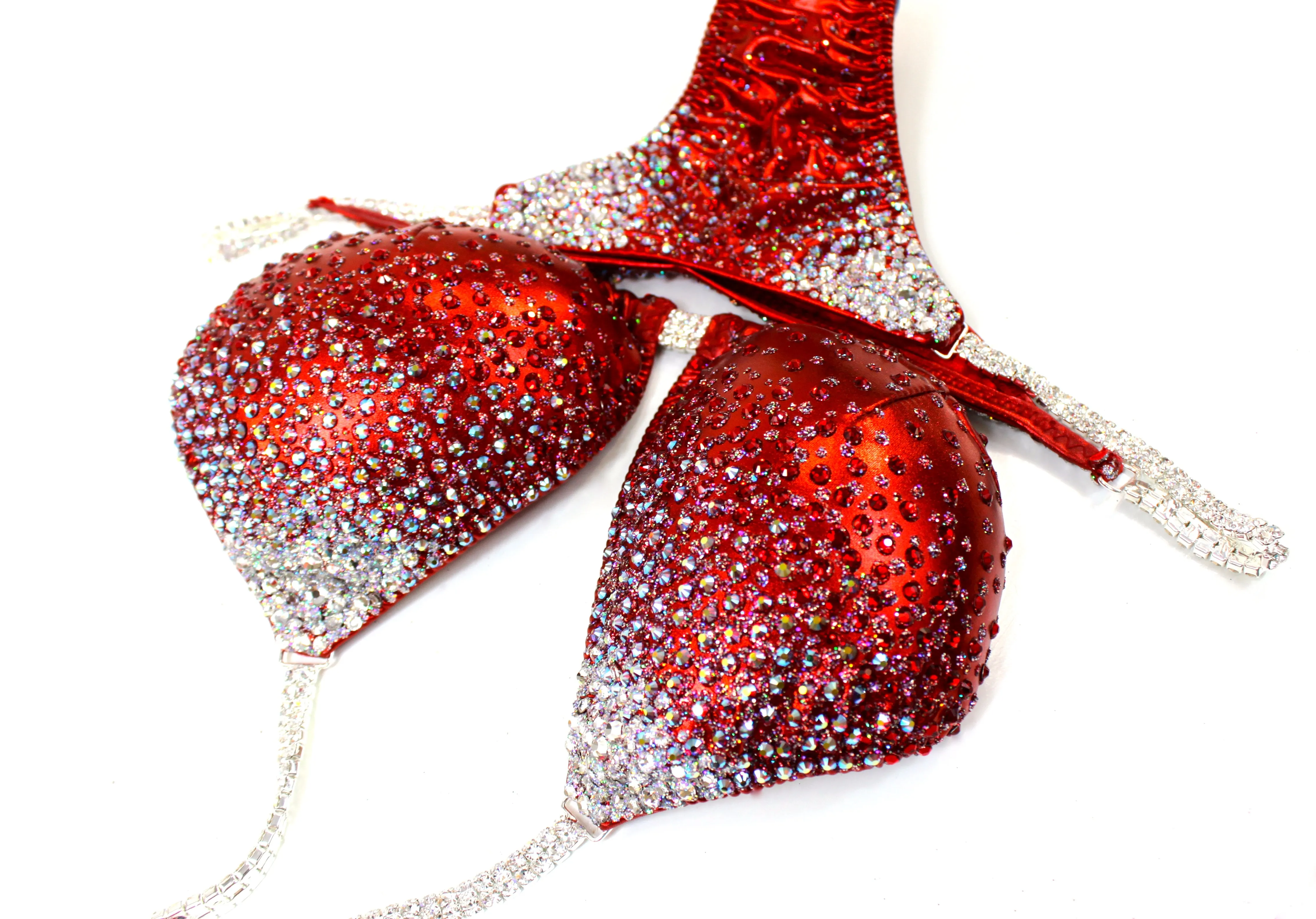 Red Metallic Ombre Bikini Suit