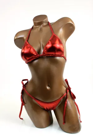 Red Metallic Practice Bikini Suit