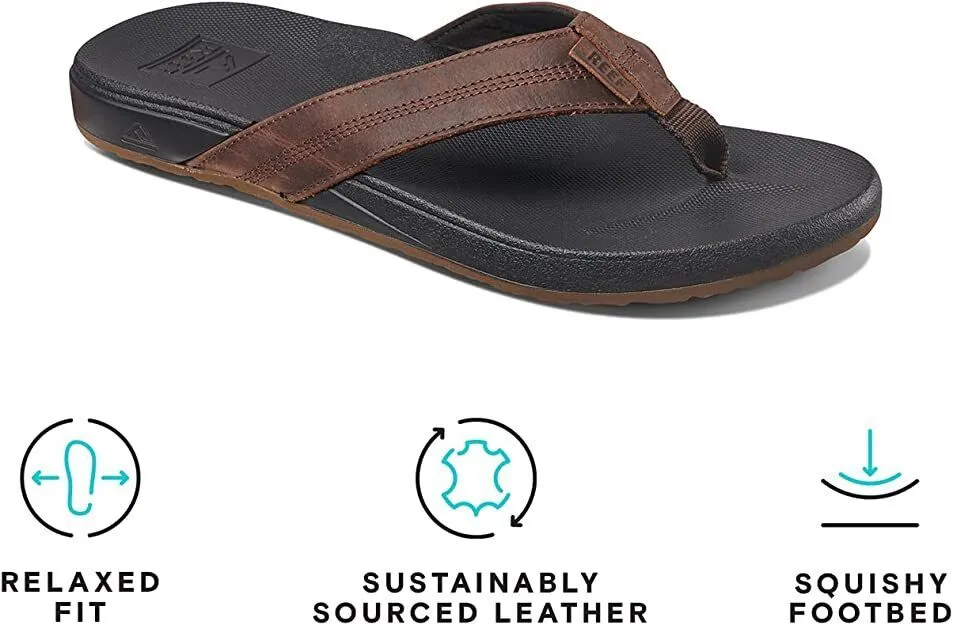 Reef Mens's Cushion Phantom LE Premium Leather Flip Flops