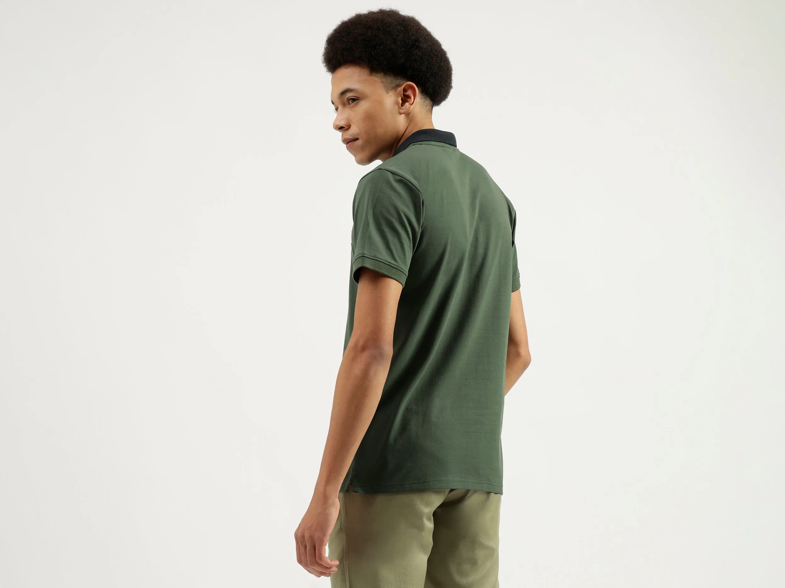 Regular Fit Polo Neck Typography Printed T-shirt