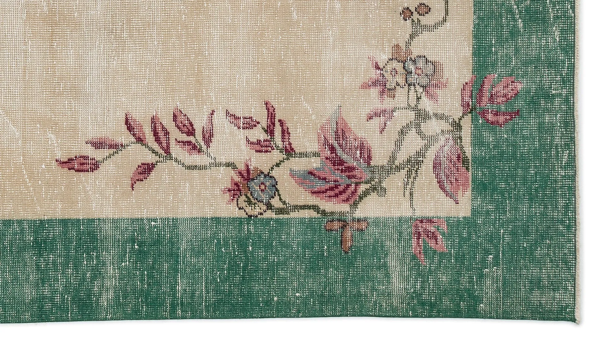 Retro Design Floral Over Dyed Vintage Rug 5'2'' x 9'4'' ft 157 x 285 cm