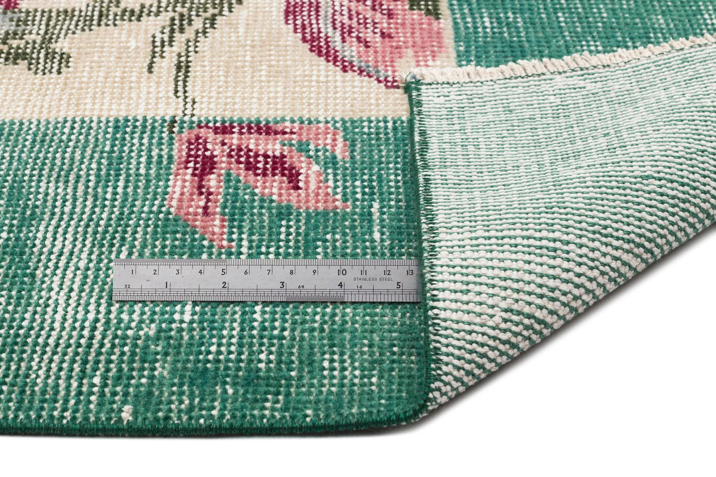 Retro Design Floral Over Dyed Vintage Rug 5'2'' x 9'4'' ft 157 x 285 cm