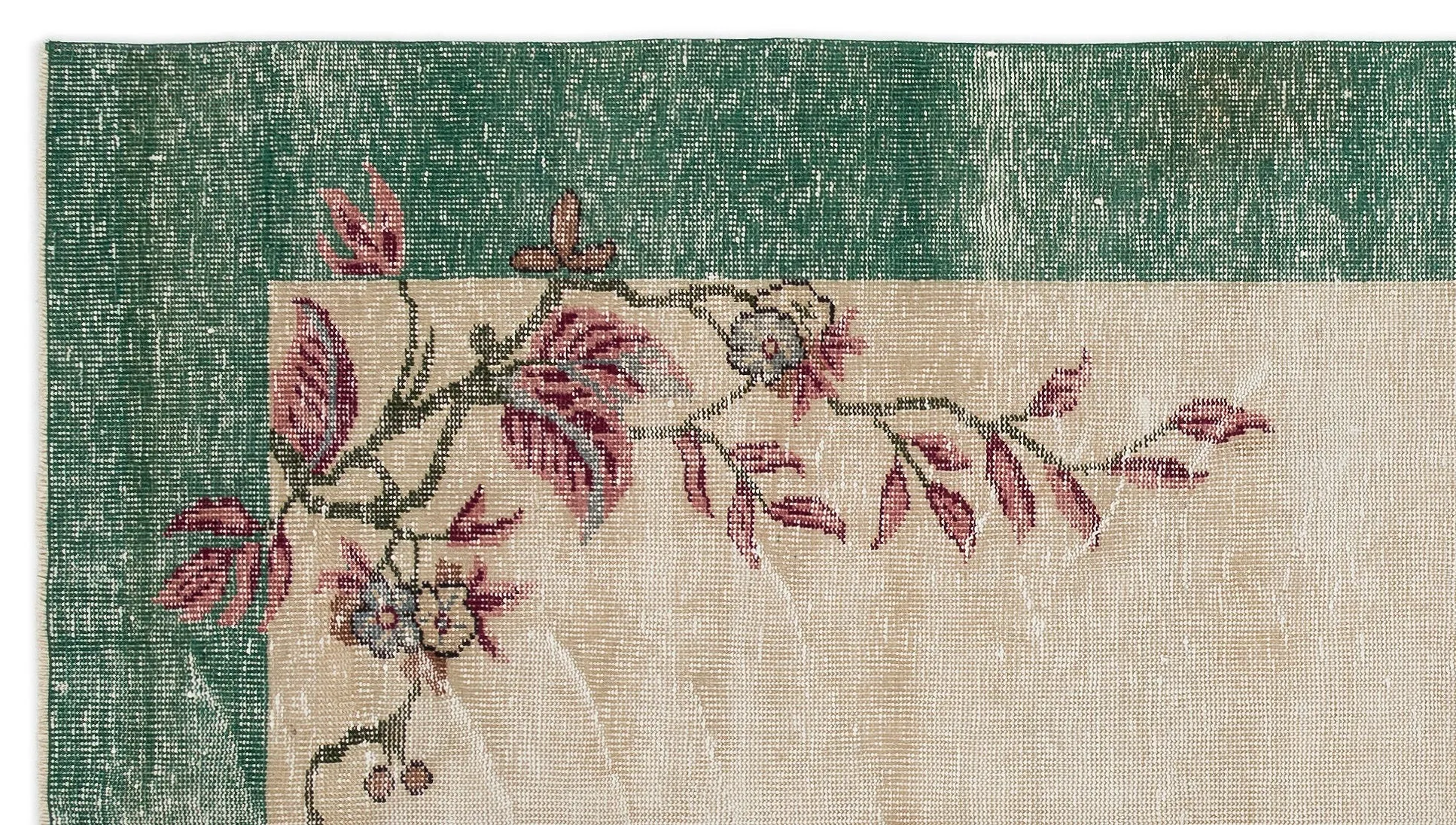 Retro Design Floral Over Dyed Vintage Rug 5'2'' x 9'4'' ft 157 x 285 cm