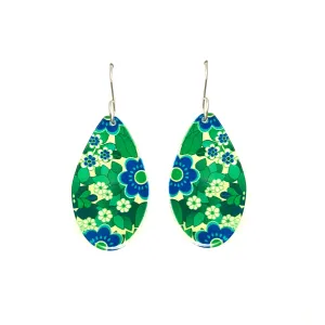 Retro Floral Green Earrings