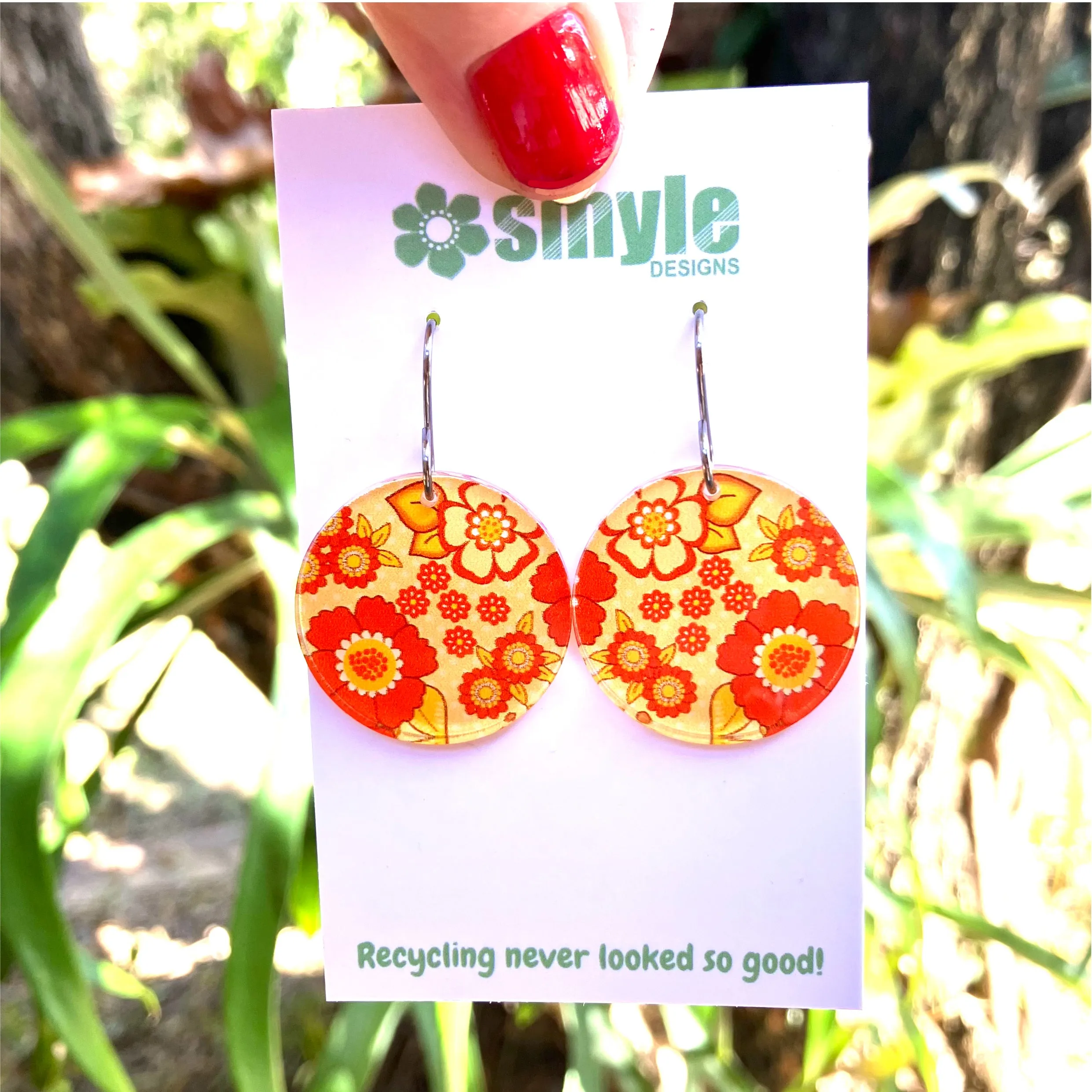 Retro Floral Orange Earrings