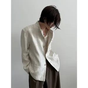 Retro Jacquard Stand Collar Suit Jacket
