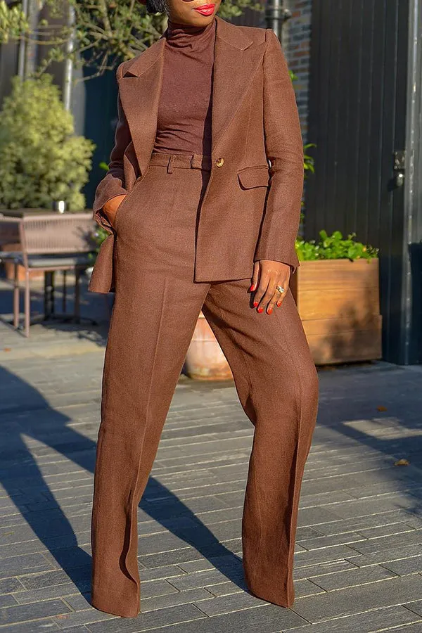 Retro Peak Collar Blazer & Tailored Pants Set
