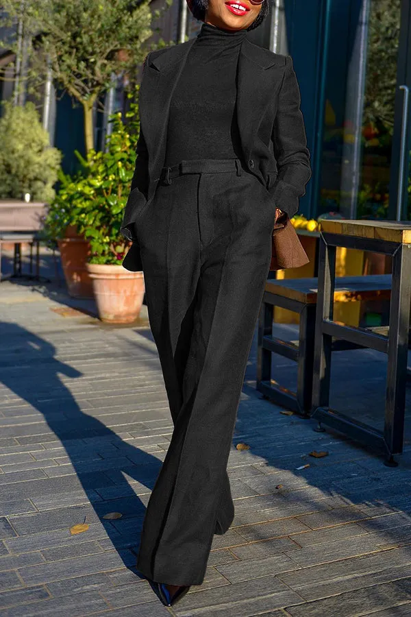Retro Peak Collar Blazer & Tailored Pants Set