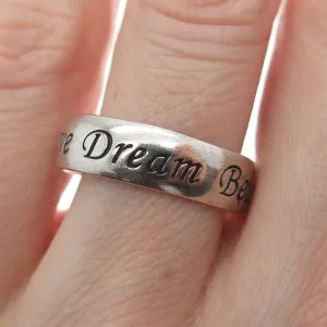 RJ GRAZIANO 925 Sterling Silver Vintage Love Dream Believe Band Ring Size 8.25