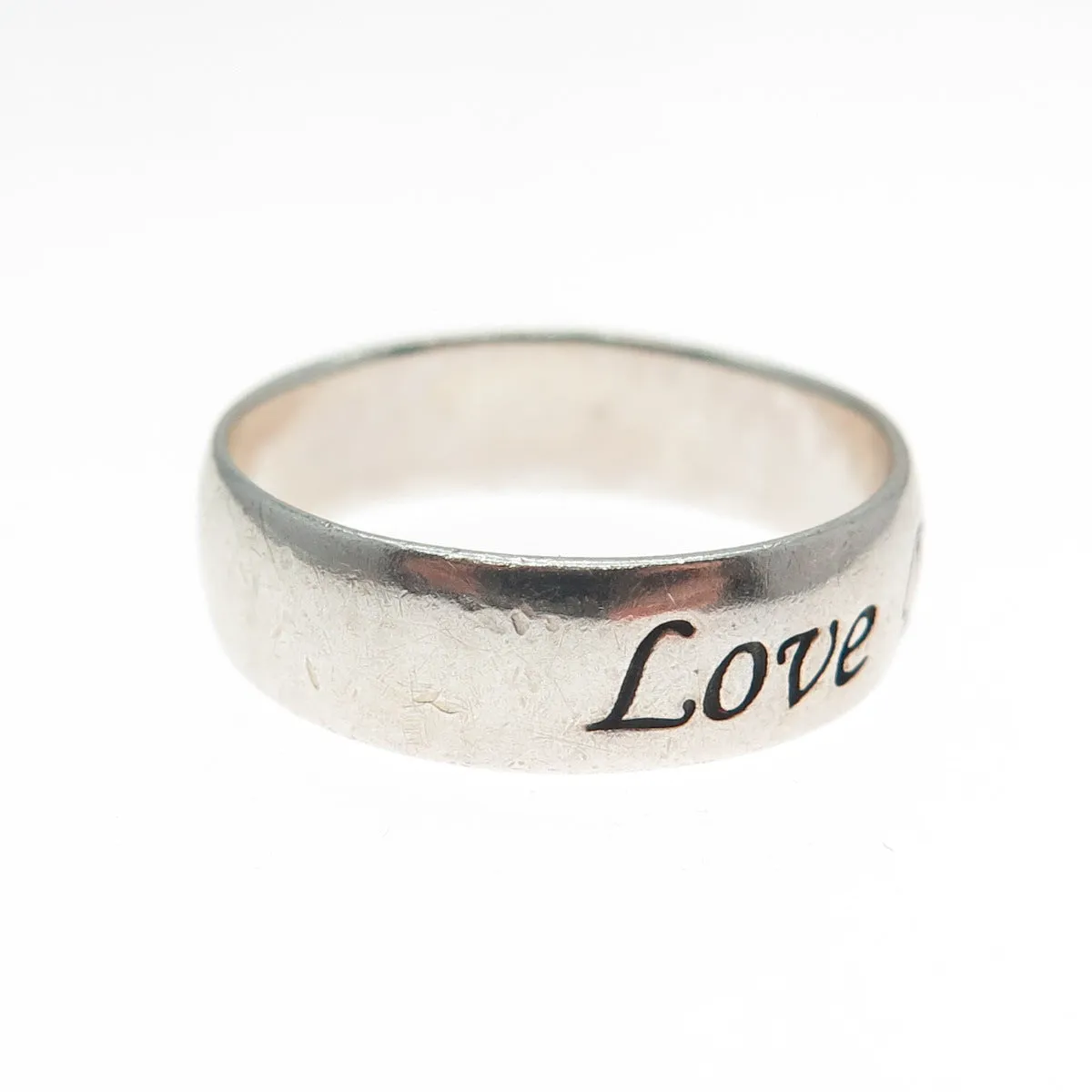 RJ GRAZIANO 925 Sterling Silver Vintage Love Dream Believe Band Ring Size 8.25