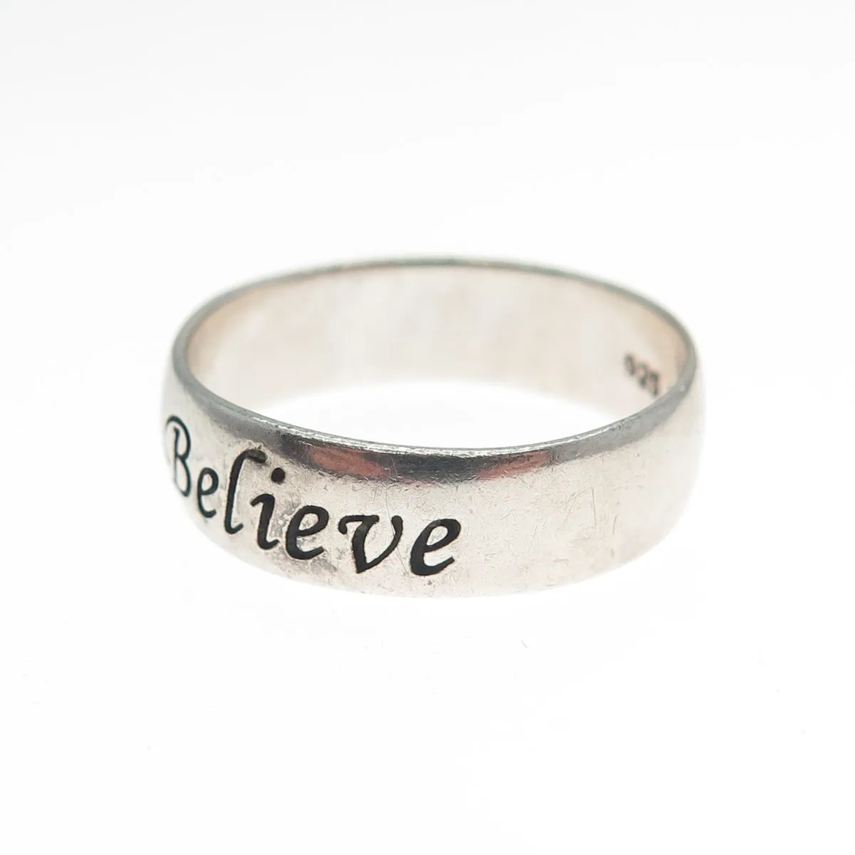 RJ GRAZIANO 925 Sterling Silver Vintage Love Dream Believe Band Ring Size 8.25