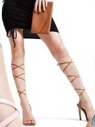 Roman Square Toe Stiletto Sandals