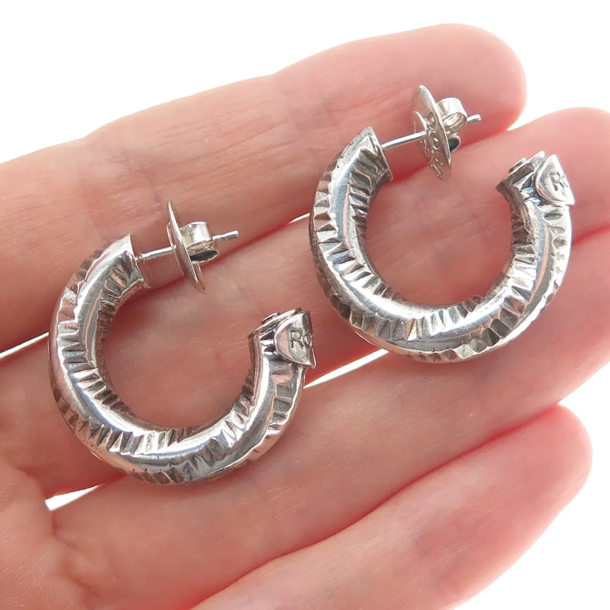 ROSATO 925 Sterling Silver Vintage Italy Oxidized Half Hoop Earrings