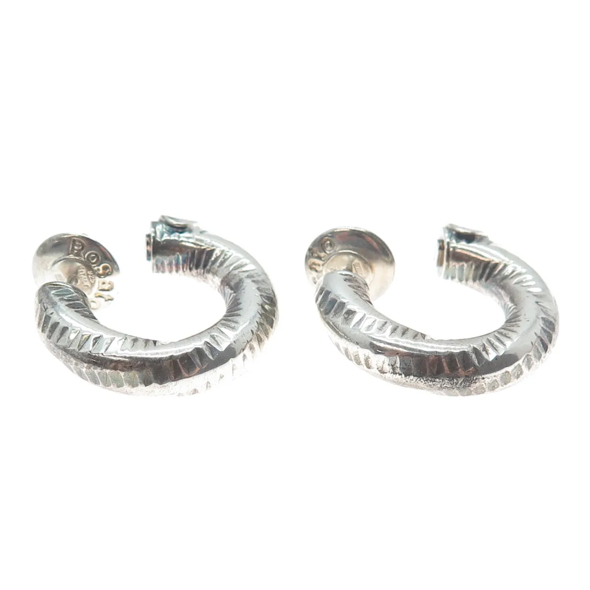 ROSATO 925 Sterling Silver Vintage Italy Oxidized Half Hoop Earrings