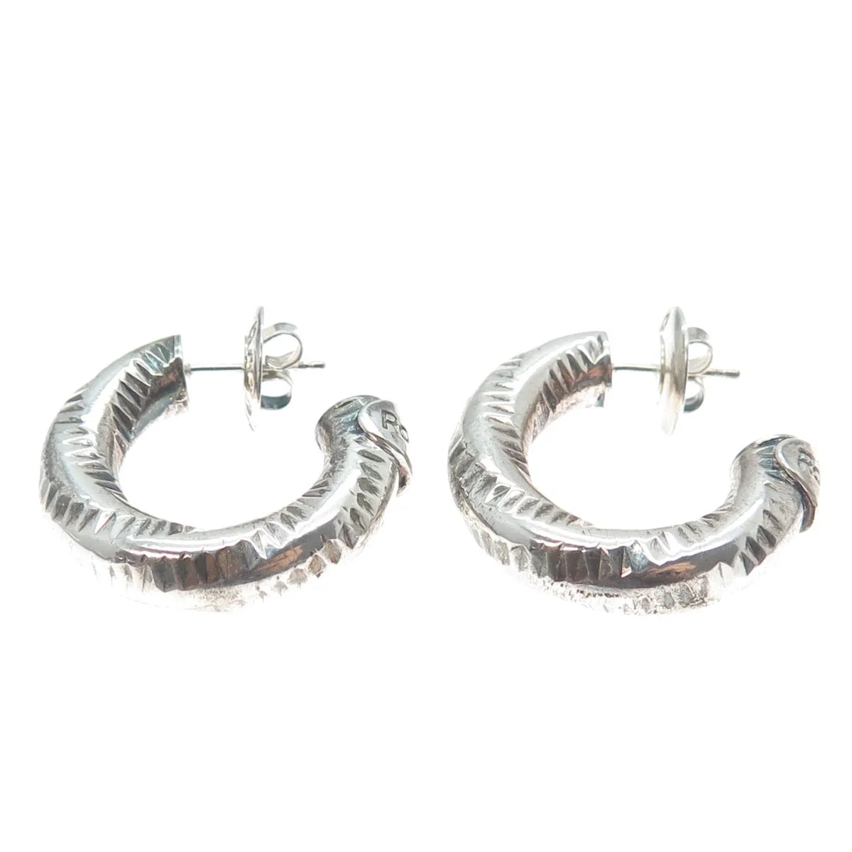 ROSATO 925 Sterling Silver Vintage Italy Oxidized Half Hoop Earrings