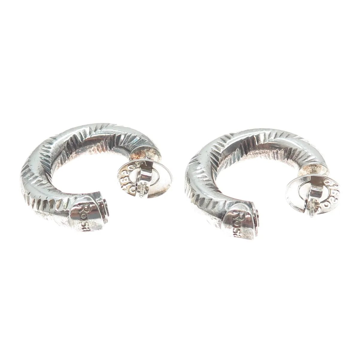 ROSATO 925 Sterling Silver Vintage Italy Oxidized Half Hoop Earrings