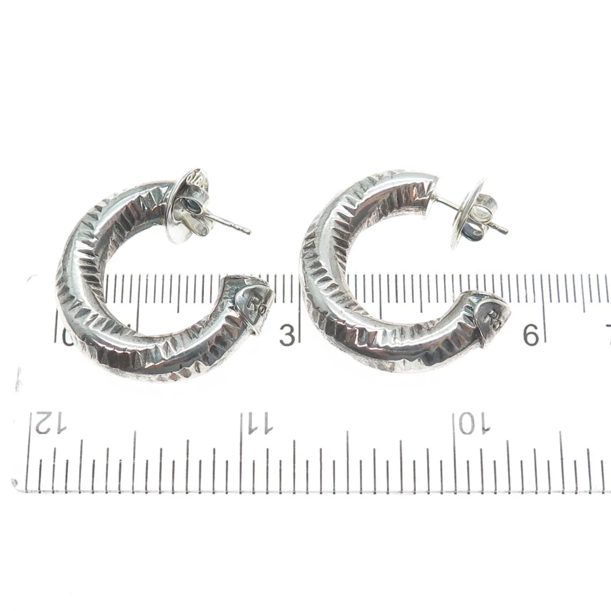 ROSATO 925 Sterling Silver Vintage Italy Oxidized Half Hoop Earrings