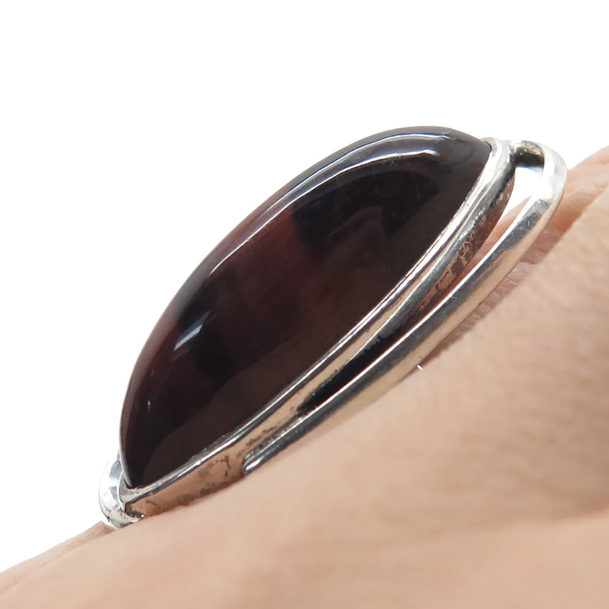 RSA South Africa Sterling Silver Vintage Real Tiger Eye Modernist Ring Size 5