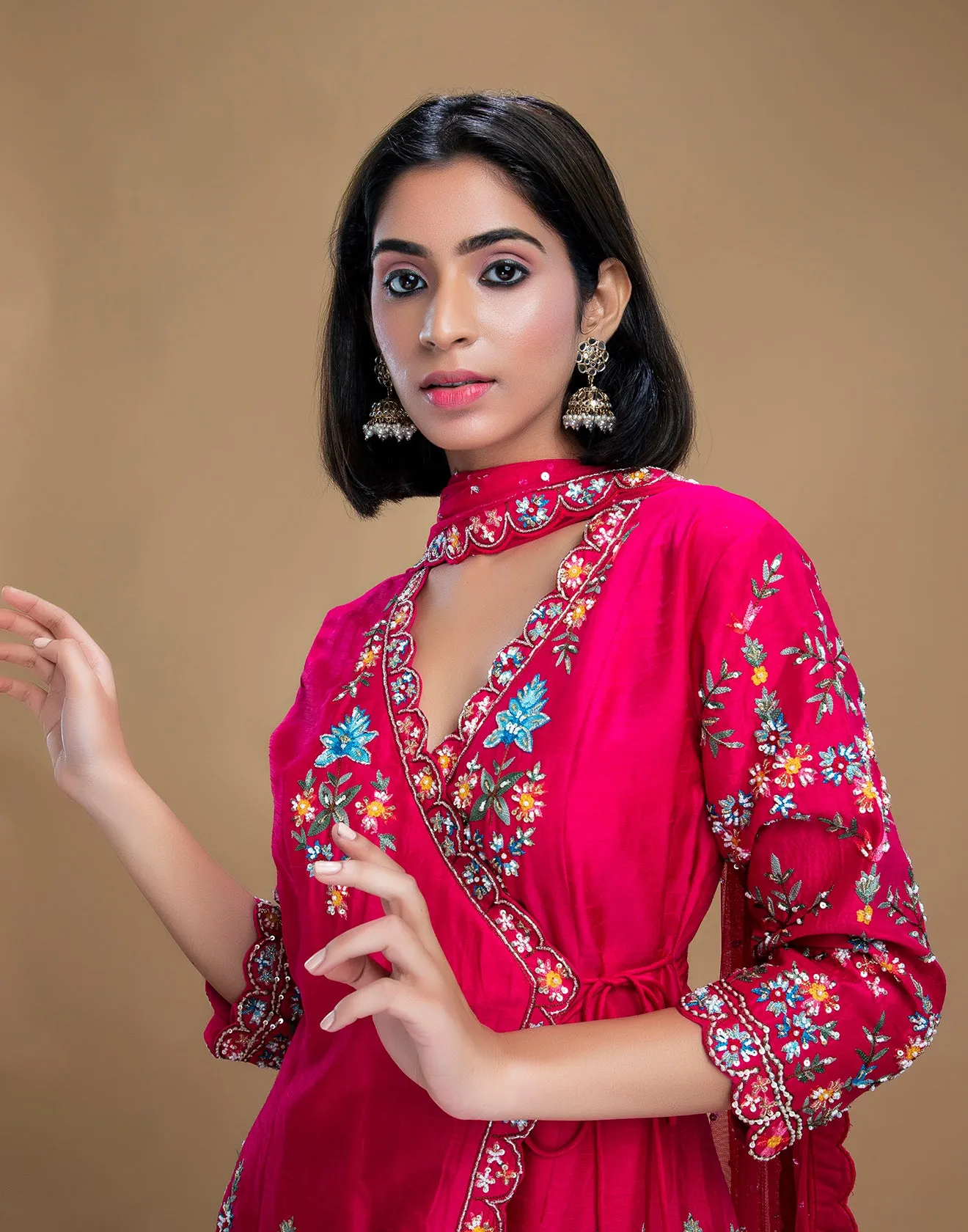 Ruby Pink Angrakha Style Set