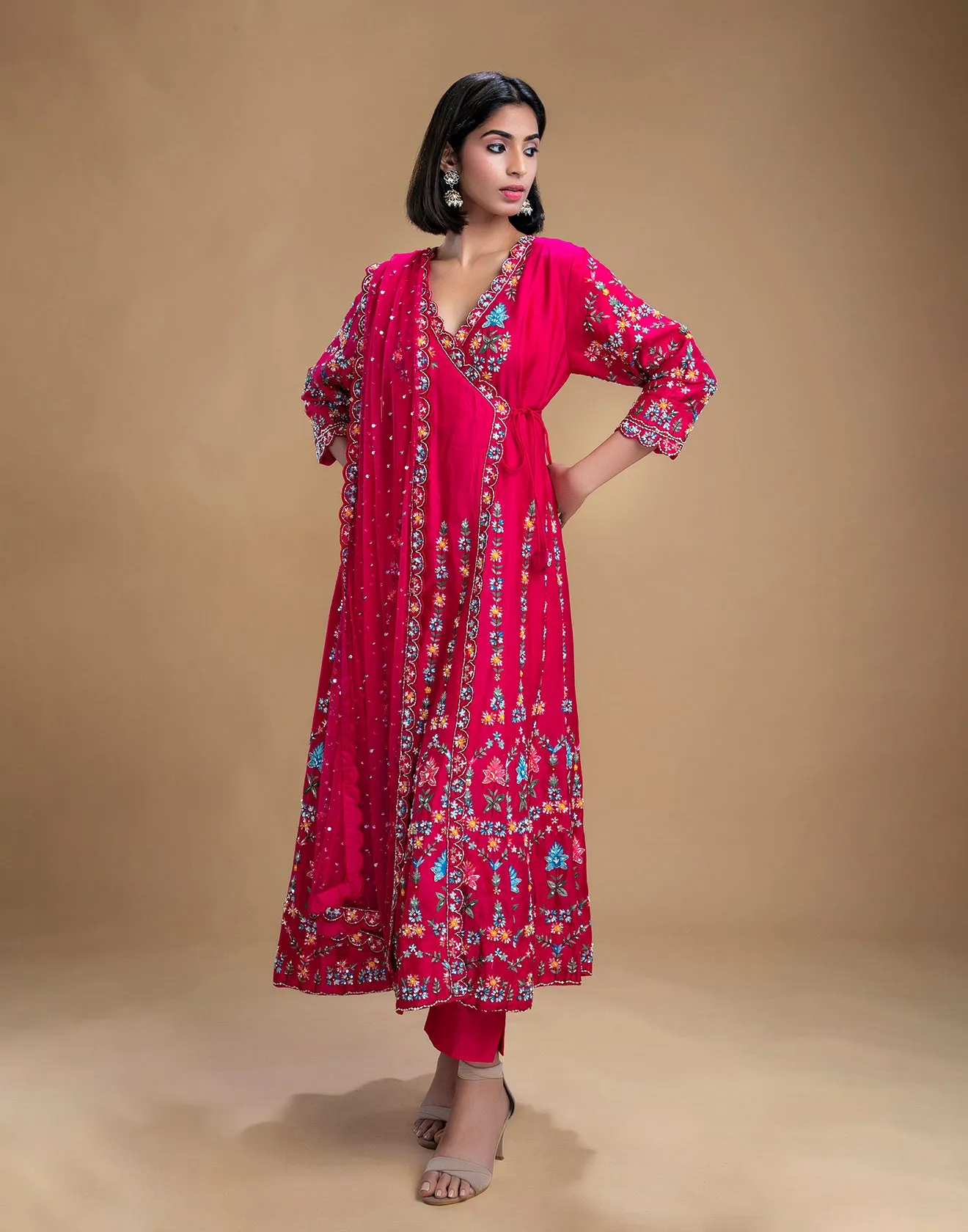 Ruby Pink Angrakha Style Set
