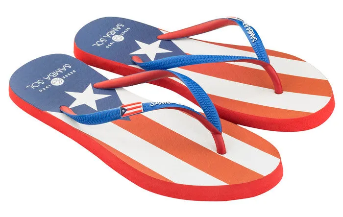 Samba Sol Women's Countries Collection Flip Flops - Puerto Rico