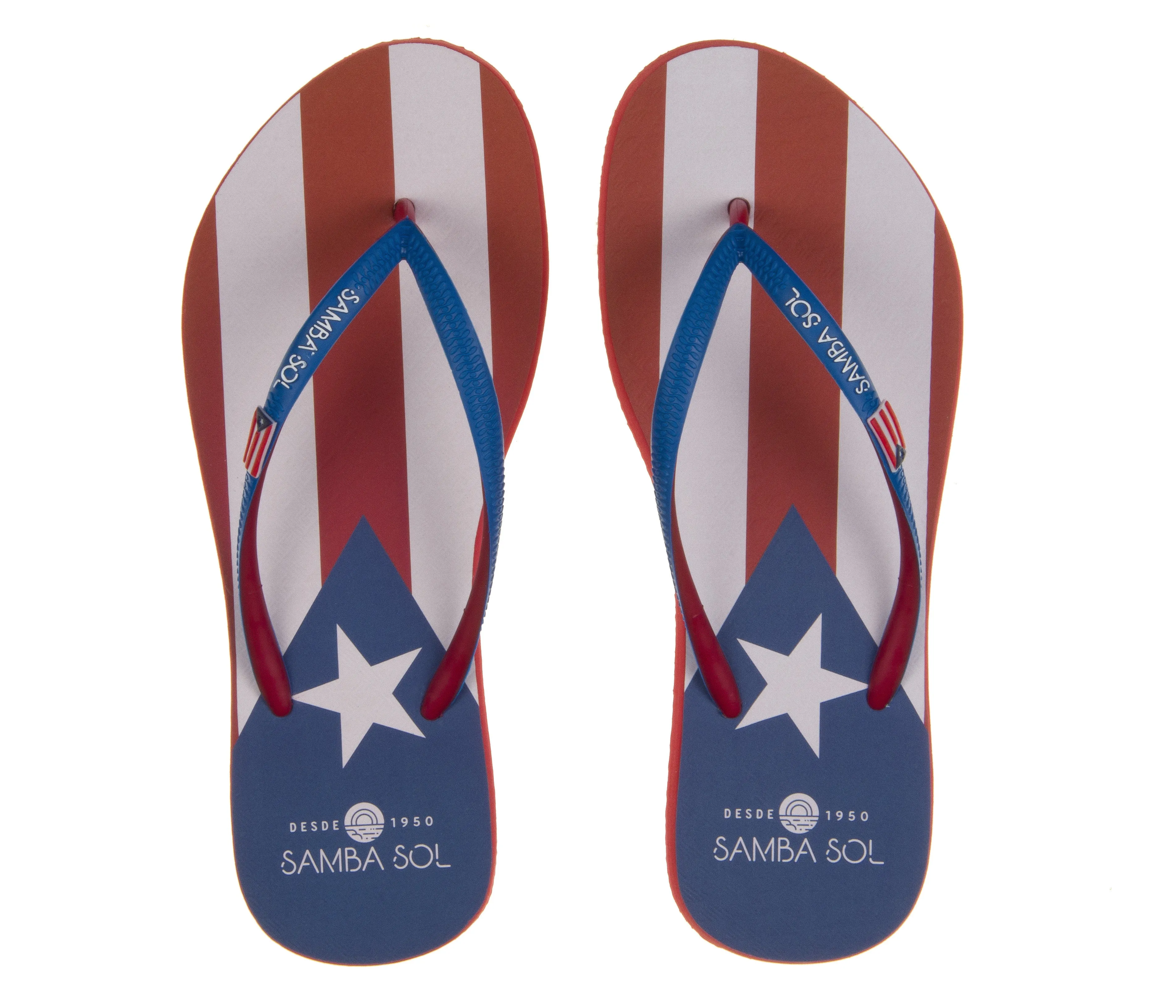 Samba Sol Women's Countries Collection Flip Flops - Puerto Rico