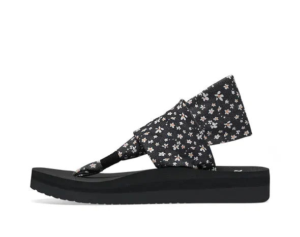Sanuk Women's Sling St Midform Microfloral Black Sandal