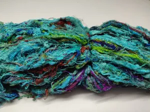 Sari Silk Waste Batts - Turquoise