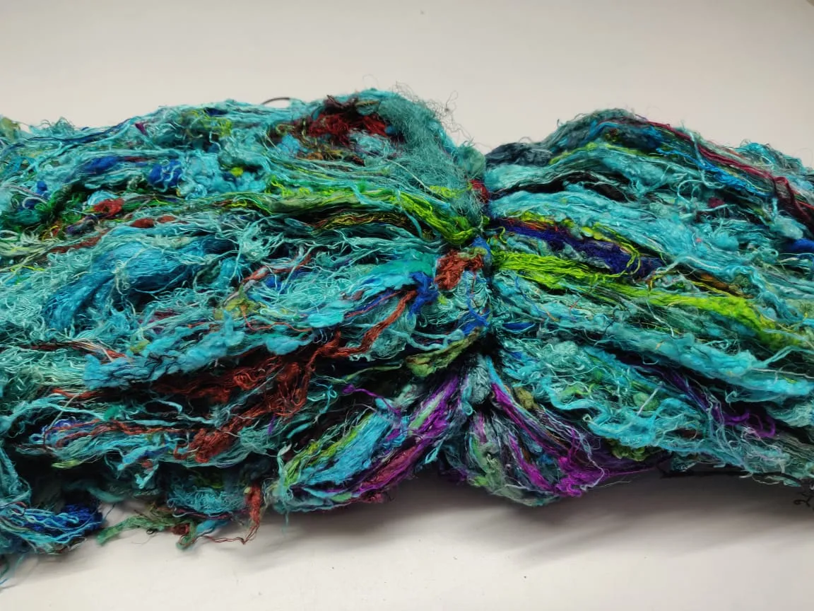 Sari Silk Waste Batts - Turquoise