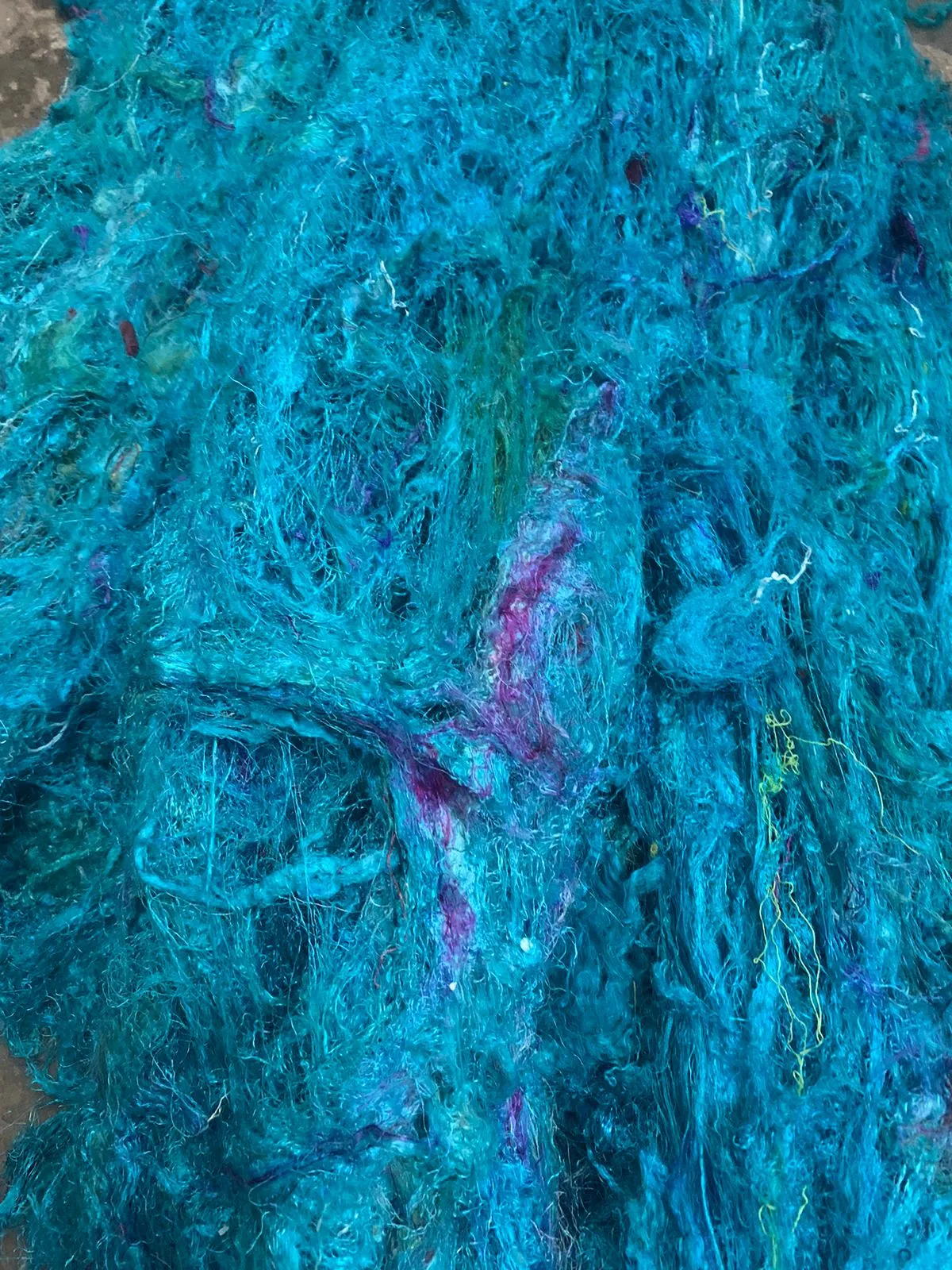 Sari Silk Waste Batts - Turquoise
