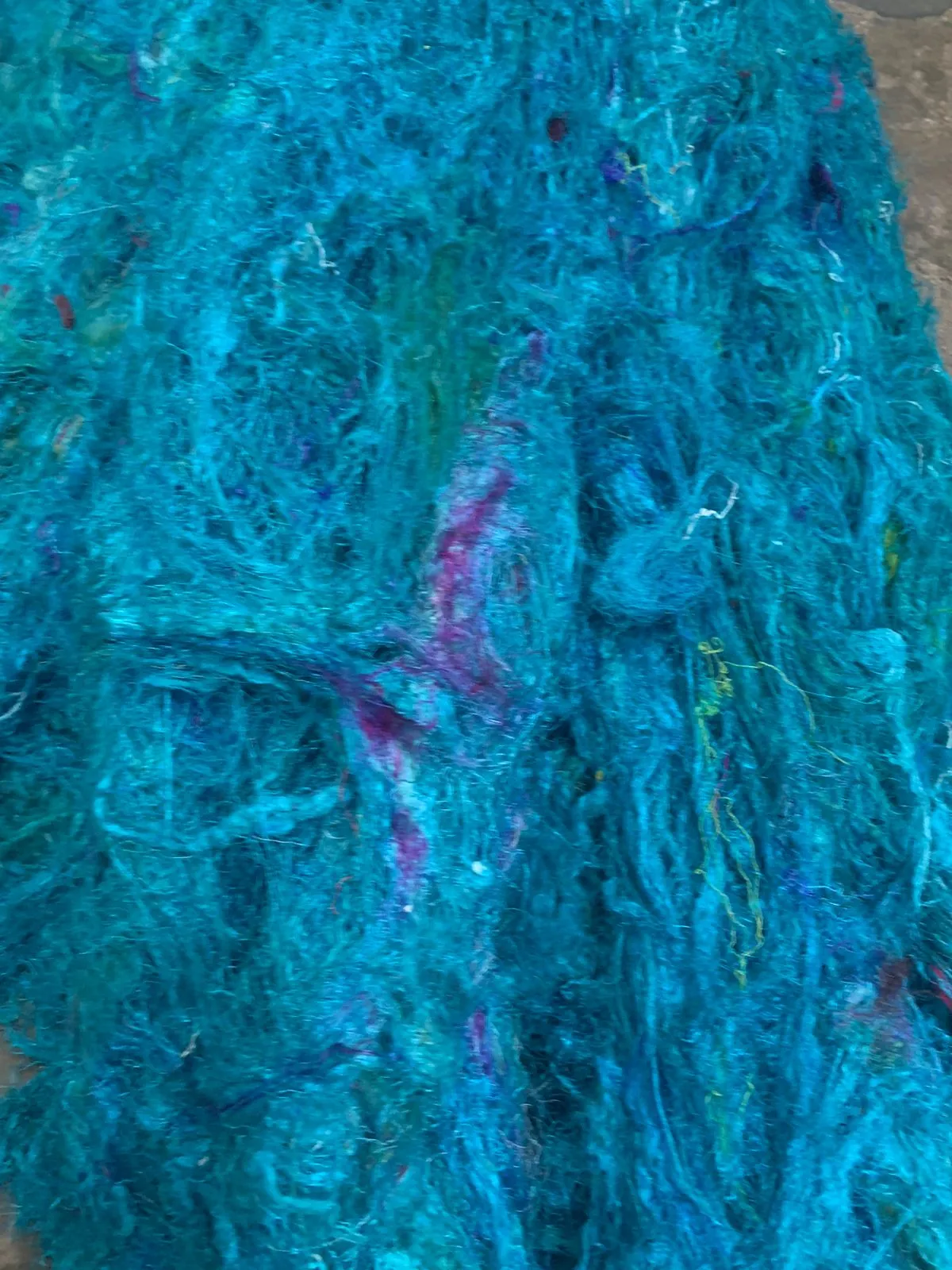 Sari Silk Waste Batts - Turquoise