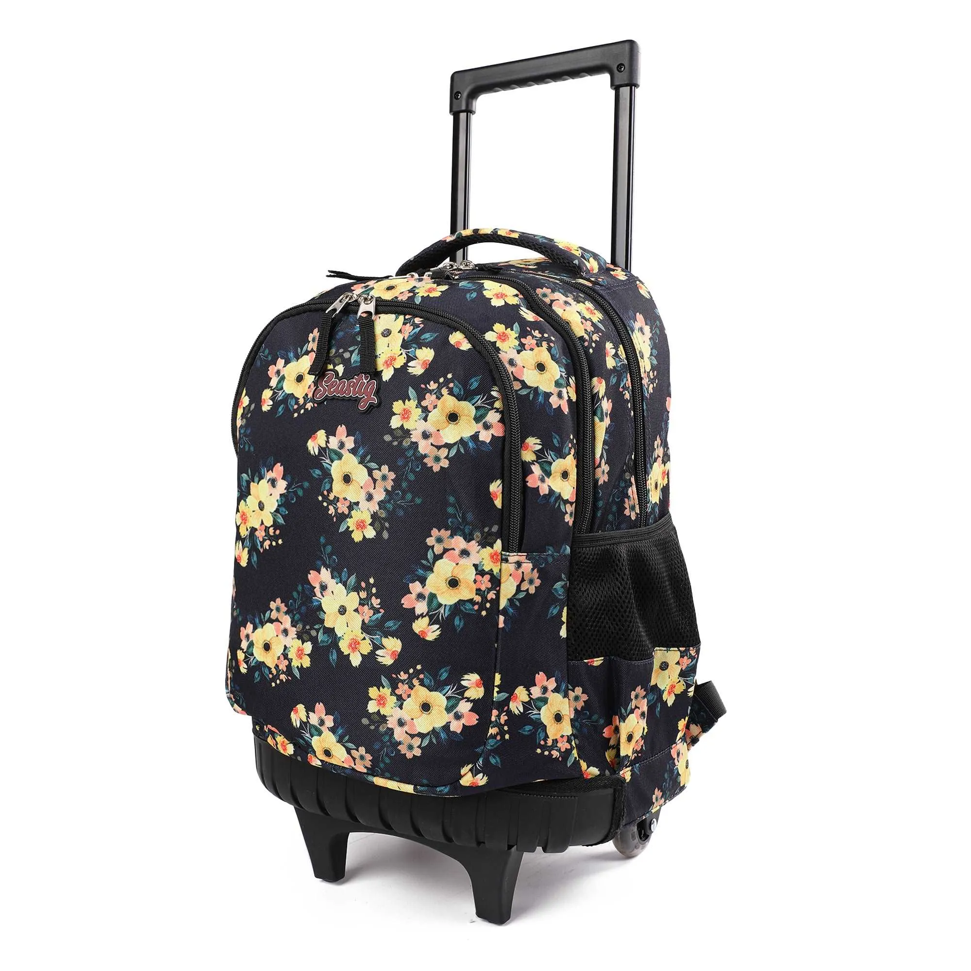 seastig Yellow Flower Rolling Backpack 18 inch Backpack with Wheels